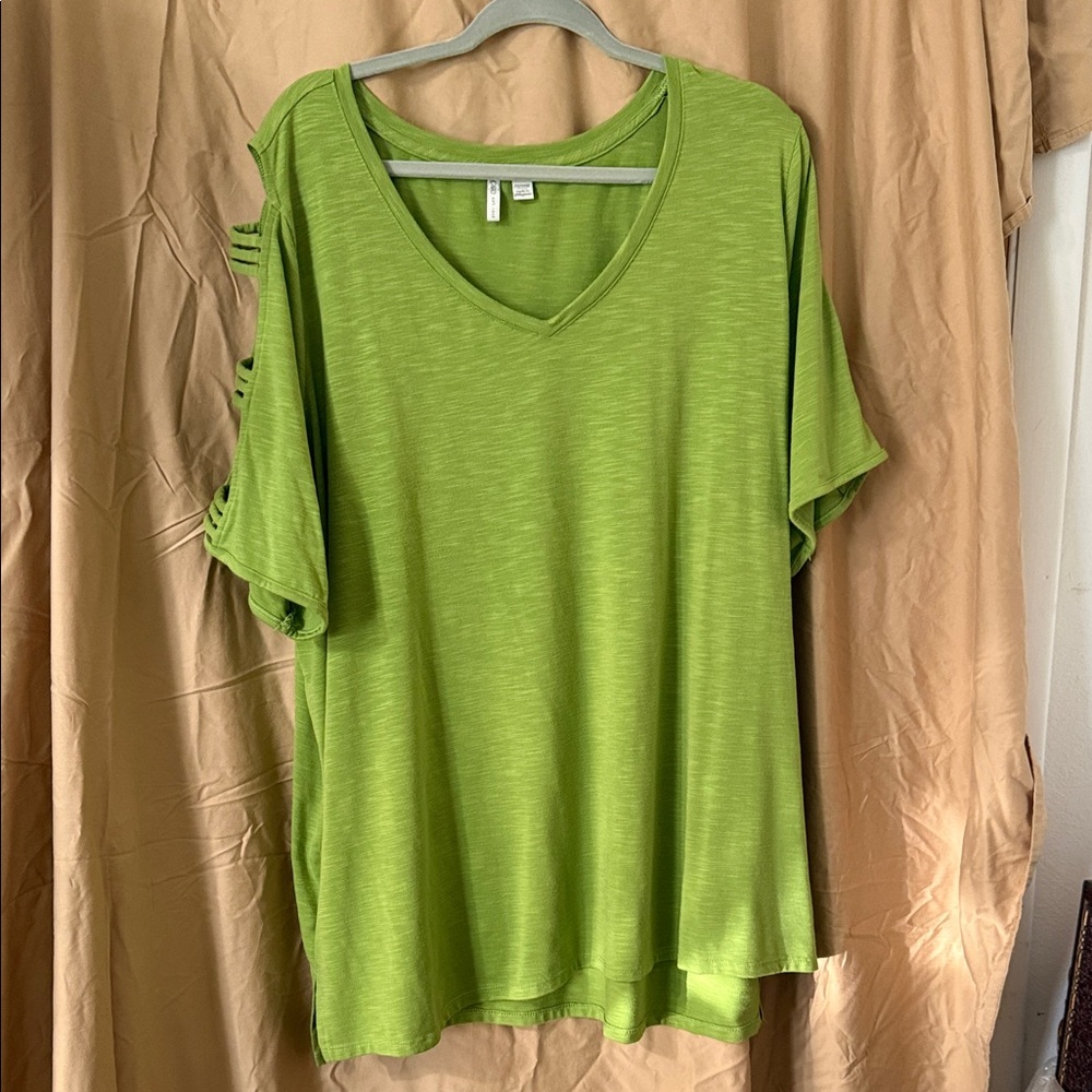 Cato Lime Green Short Sleeve V-Neck Top